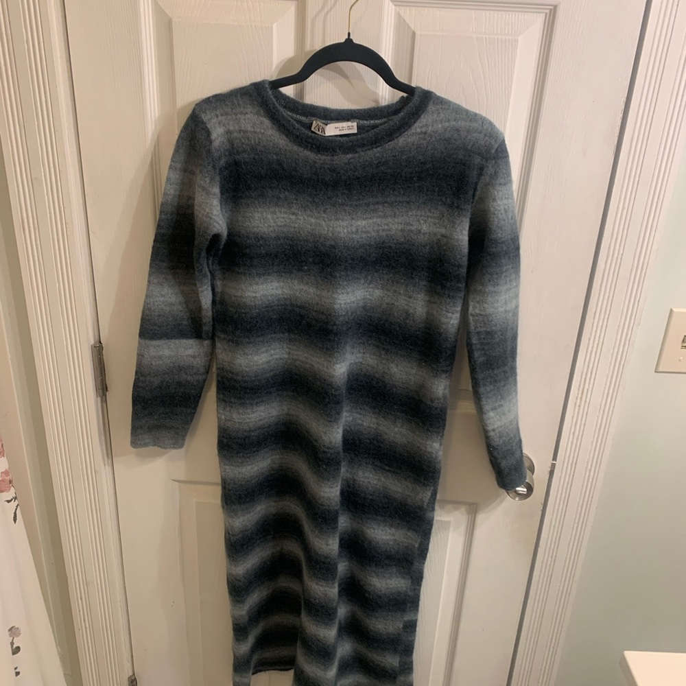 Zara Ombre Striped Midi Sweater Dress